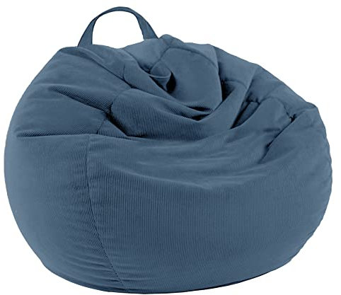 LPMOERA Stuffed Animal Storage Bean Bag Chair Cover (No Filler) For Kids and Adults.Soft Premium Corduroy Stuffable Bean Bag For Organizing Children Plush Toys or Memory Foam Blue L For Adults