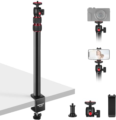 NEEWER Camera Desk Mount with Holder & 360° Ball Head, 17-40/43-102cm Telescopic C Clamp Table Light Stand 1/4Screw, Desktop Stand 6.6lb/3kg Max Load for DSLR Camera, Webcam, Ring Light,TL283