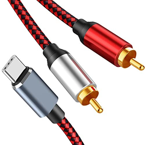Kanylavy USB C una 2 RCA Cable de Audio Tipo C Macho una 2 RCA Macho Cable de Audio para Tablet Altavoz Amplificador TV, 1M