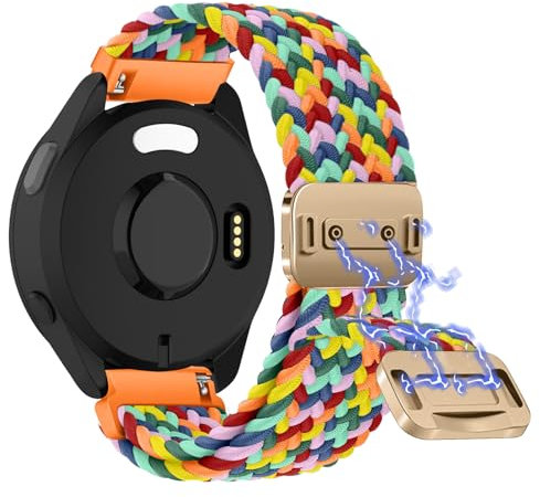 Niboow 20mm Bracelet Tressée pour Garmin Vivoactive 6/Vivoactive 5/Forerunner 165/165 Music, Bracelet en Nylon Tressé Elastique pour Garmin Venu Sq 2/Venu 2 Plus/Venu Sq/Venu Sq Music - Coloré#75