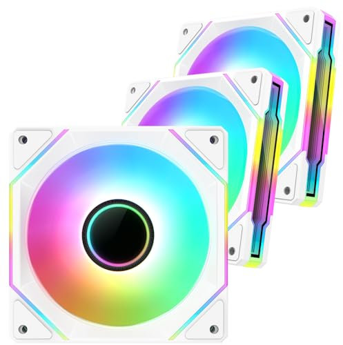 Cooler Power 120mm Black Mirror RGB Fans, Premium PC Fans, High Airflow, Ultra-Quiet Speed Control (PWM), Universal RGB SYNC(Aura, Fusion, Mystic) (White, 3 Pack)
