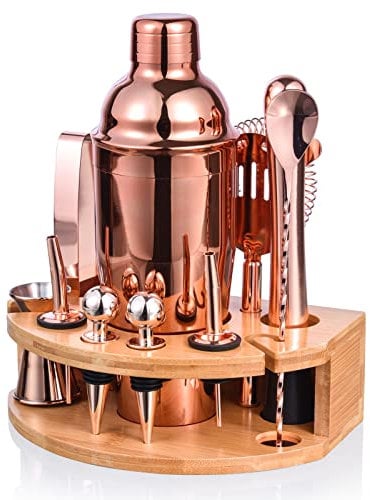Cocktail Shaker Set,Esmula 750ML 12 Teiliges Edelstahl Barkeeper Kit Geschenk für Männer, Frauen, Freunde, Home Stylish Bar Tool Set mit Cocktail Rezeptheft (Roségold)