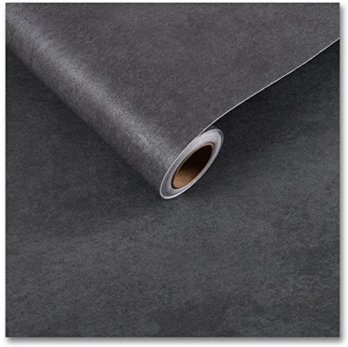 CRE8TIVE Dark Grey Concrete Wallpaper 60cm x 300cm Matte Self Adhesive Wallpaper for Living Room Vintage Vinyl Wrap Grey Peel and Stick Wallpaper Kitchen Bathroom Contact Paper for Cupboard Countertop