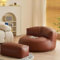 FYDZ Ledercouch mit gebogenem Design, perfekt für moderne Wohnräume (rot, Sofa + Bank)
