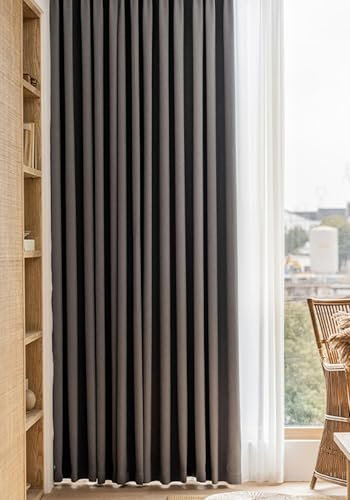 Homxi Blickdichter Vorhang 2er Pack,2 x 132W x 214H cm,Gardinen Verdunkelnd Dunkelgrau Einfarbig Ösen Vorhange