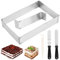 DINSONG Backrahmen Rechteckig Verstellbar,Edelstahl Backform Rechteckig Tortenring Verstellbare Kuchenform Eckig mit Teiler,Spatel,für Kuchen Torten Pizza Backen Party Dekorieren