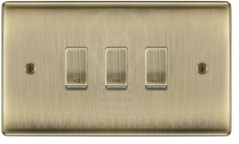 BG NAB3GA Antique Brass 3 Gang Engraved Custom Labelled Appliance Grid Switch