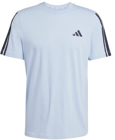 adidas Men's Men 3-Stripes T-Shirt, Glow Blue, L