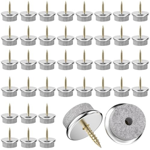 Maxentico Filzgleiter(40Pcs), Schrauben Filz für Stühle, Gleiter für Gartenstühle Stuhl Möbelgleiter Außenbereich, Stuhlgleiter aus Kunststoff Schraubbar für Teppich Parkett Nagel Rund
