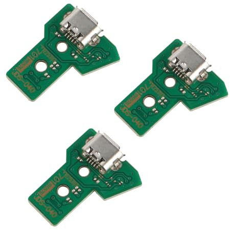 Namvo JDS-040 Ersatz-Ladeanschlussplatine, Controller-Ladeschnittstelle mit Atemlicht, Ladedreieckplatine für die Reparatur von Gamepad-Controllern, 3 Stück