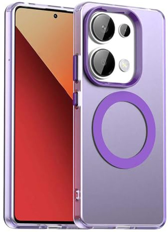 YUECXIN Cover Magnetica per Xiaomi Redmi Note 13 Pro 4G/Poco M6 Pro 4G Compatibile con MagSafe, Custodia Ultra Sottile Traslucida Opaca PC Posteriore Morbido Antiurto TPU Bumper Case. Viola
