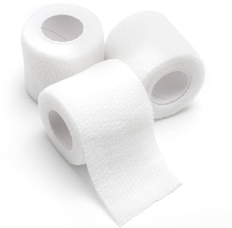 Tearable Elastic Adhesive Bandage EAB Tape 5cm x 4.5m | 3 Rolls Zinc Oxide Tape for Sports Lifting Easy Tear Breathable Sports Tape for Finger Elbow Wrist Knee Ankle Strapping