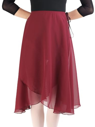Bezioner Wickelrock Damen Lang Tanzrock Ballettrock aus Chiffon Erwachsene | Mit Verstellbares Taillenband für Frauen
