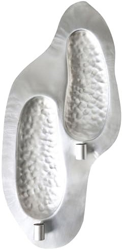 Wandkerzenhalter für 2 Stabkerzen Metall Silber modern strukturiert Peniche