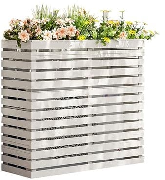 Zaun für Klimaeinheit, Zaun für Außeneinheit, Mehrschichtiger Schutzfarbe, Verstärkung mit Schraubpistole, Mehrfarbige Klimaanlage Abdeckung(White,85x35