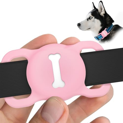 Vancle für AirTag Hundehalsband Hülle, 1 Stück Hund Halter wasserdichte Silikon Anhänger für Apple Air Tags mit Hundeknochen-Hohlmuster, GPS Finder Schutzhüllen Zubehör für Hundehalsbändern