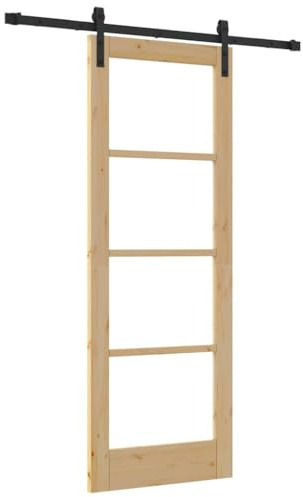 vidaXL Sliding Door Other ORKDAL Brown 73.5 x 198.5 cm, Bedroom, Contemporary Door, Rectangular, Sliding, Space-Saving, Solid Wood, Adjustable Panel, Pine