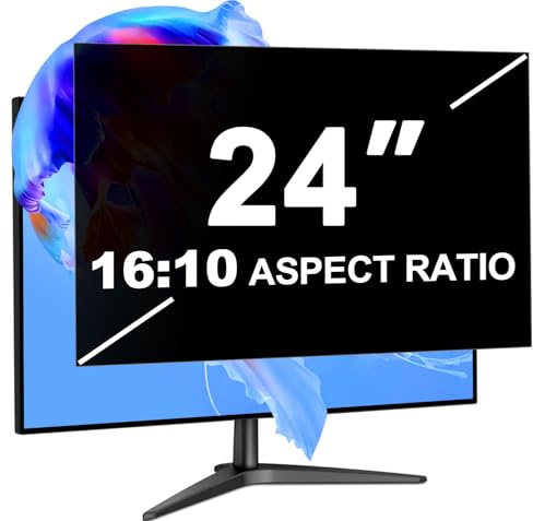 LUSA DESIGN 24 Zoll Monitor Blickschutzfilter für 16:10 Seitenverhältnis | Blendfrei Blaulichtfilter Computer Privacy Screen 24 Sichtschutzfolie, Abnehmbarer Blickschutzfolie Sichtschutzfilter