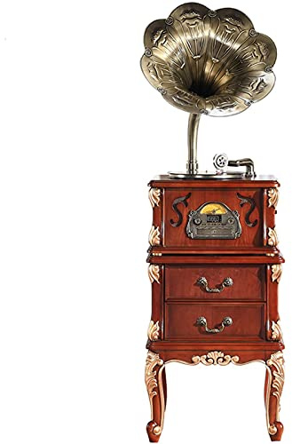Music Box European-Style Solid Wood Gramophone,Retro Living Room with Large Speakers, Atmospheric American Vinyl Record Player,Hand-Carved recorder kxtmm