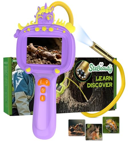 Stebeauty Endoskopkamera für Kinder mit LED, STEM Spielzeug, Jungen und Mädchen im Alter von 4, 5, 6, 7, 8, 9, 10Jahren für Outdoor Camping, Naturexpeditionen (Violett)