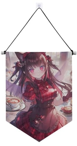Anime Coffee Maid Banner Aufhänger für Wand mit Teleskopstange Banner zeigt Hofdekorationen Outdoor für Festival und besondere Tage