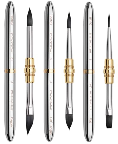 3pcs Dual-Tip Travel Watercolor Brushes with 6 Versatile Tip Styles, Premium Synthetic Squirrel Hair Travel Paint Brush Set for Plein Air Painting - Watercolor Acrylic Gouache Ink