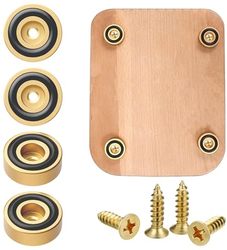 4 Pcs Brass‑Plated Aluminum Alloy Cutting Board Feet with Non‑Slip Pads