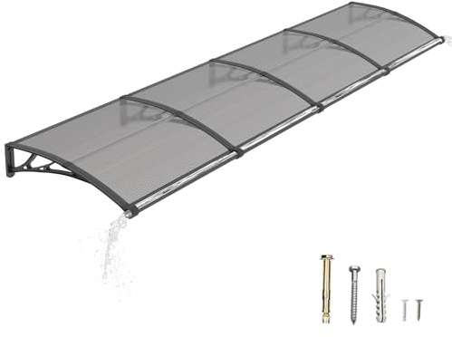 DAWNINGHOMM Vordach für Haustür, 100 x 400 cm Überdachung Haustür mit separater Entwässerung, Transparentes Pult Vordach für UV-, Regen- und Schneeschutz – Ideal für Eingang, Fenster Terrasse
