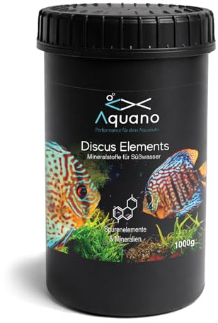 AQUANO - Discus Elements 1000g – Mineralien & Spurenelemente zur Aufhärtung von Osmose- & Leitungswasser | Fördert Farben, Wachstum & Immunsystem von Zierfischen | Pulverform | Made in Germany