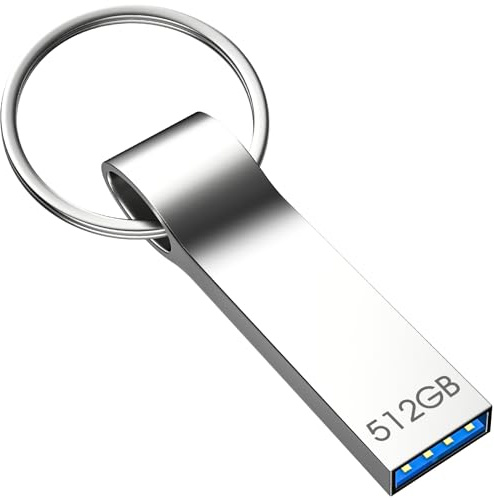 USB Stick 512GB mit Schlüsselanhänger Metallgehäuse USB Speicherstick Hochgeschwindigkeits USB-Flash-Laufwerk Tragbar Memory-Stick für Laptop, PC, Computer, Auto, Silber USB-Sticks