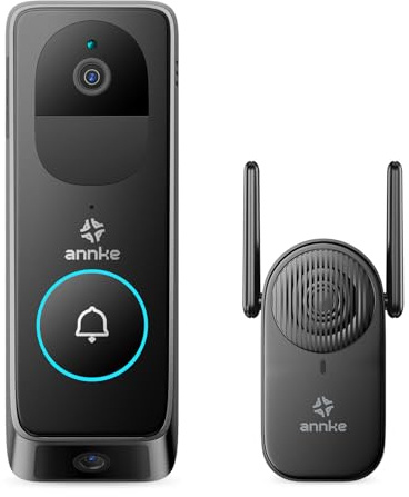 ANNKE Video Doorbell Dual Cameras with Delivery Guard 2K Full HD | Wireless Video Doorbell Camera, 190° Ultra-Wide, 9000mAh Rechargeable Battery, 2-Way Audio, PIR Motion Detection