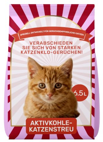Katzenstreu mit Aktivkohle | Staubfreie Klumpstreu aus Zellulose | 6.5L | Extra Saugfähig, Starke Geruchskontrolle, Neutralisiert Unangenehme Gerüche, Katzensand Sorgt für Eine Saubere Umgebung
