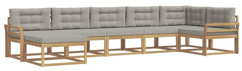 vidaXL Outdoor-Sofagarnitur mit Kissen 7 pcs Weiß und Hellgrau, Moderner Garten-Sofa, Flexible Sitzgelegenheit, wetterfestes Set für Entspannung im Hinterhof