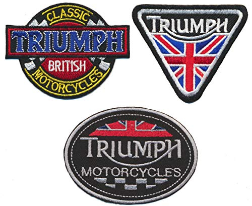 Racing Classics Triumph Sew-On Patch Set of 3 Motorcycle Biker England TURBOVERSAND