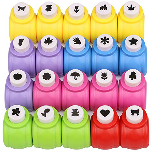 Papier Perfore Lot, Kattool Mini travaux manuels papier Punch Crafts de comprimés d'image trou Emporte-pièces pour scrapbooking albums photos et cartes DIY Handcrafts, Lot de 20, 20 Patterns