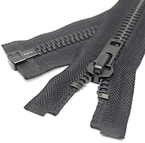 YaHoGa 60 cm #10 Große Reißverschluss Metall Reißverschluß teilbar Reissverschluss für Mantel, Jacke (Schwarz)