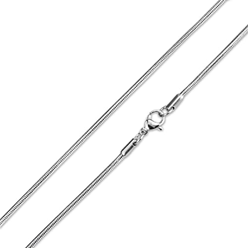 König Design Schlangenkette 0,9mm Herren Damen Edelstahlkette Halskette Silber 55 cm lang