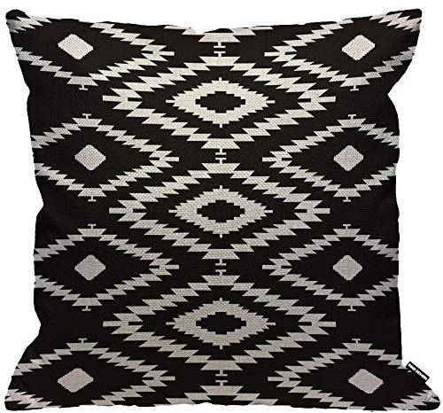HGOD DESIGNS Kissenbezug Aztec Azteke Geometrisch Muster Schwarz Und Weiß Kissenhülle Haus Dekorativ Für Männer/Frauen/Jungen/Mädchen Wohnzimmer Schlafzimmer Sofa Stuhl Kissenbezüge 45X45cm