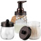 Mason Jar Bathroom Accessories Set - Mason Jar Foaming Hand Soap Dispenser and Qtip Holder Set - Rustic Farmhouse Decor Apothecary Jars Bathroom Countertop and Vanity Organizer (Bronze)-Patent Pending