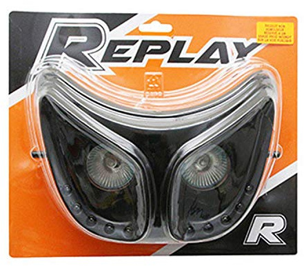 Motodak Double Optical Replay RR8 für Derbi 50 Senda schwarz mit weißen LEDs