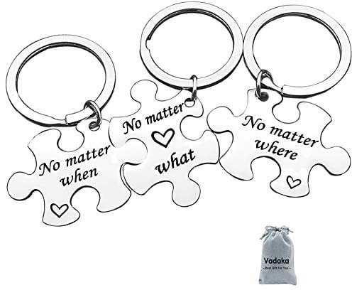 Vadaka Best Friend Keychain Set Long Distance Relationship Gift No Matter Where What When Puzzle Keyring Set of 3 Friendship Gifts for Couple Sister Teens Graduation Birthday Gift