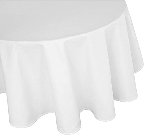 texpot Damast Tischdecke 280 cm rund 100% Baumwolle weiß Tafeltuch Tischwäsche