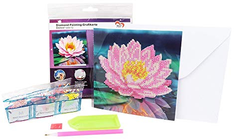 Ideen mit Herz Diamond-Painting-Grußkarte | 16 x 16 cm | 370 g/m² | inkl. Umschlag & Werkzeug (Seerose)