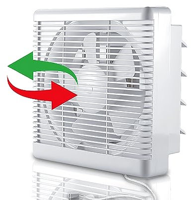 Extractor Fan With Shutter,2 Direction Reversible Strong Air.flow Bathroom Exhaust Fan with Pull Cord,Wall Mounted Two Way Extractor Fan,Ventilation Blower for Salon Attic Window(8 inch / 220V)