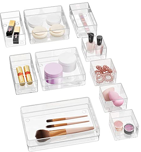 Lolalet 10 Stück Make up Organizer, Stapelbare Kosmetikboxen Schmink Halter, Multifunktionale Aufbewahrung, Schubladen Ordnungssystem, Beauty-Organizer Cosmetic Storage, Frei Kombinierbare Kästen