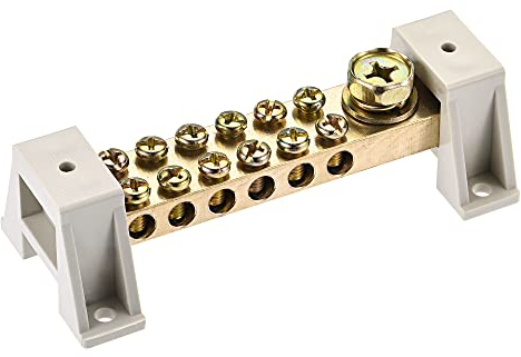 sourcing map 2 Stück Klemmen Erdungsschiene Schraubblock Barriere Messing 13 Positionen mit Halterung für die elektrische Verteilung