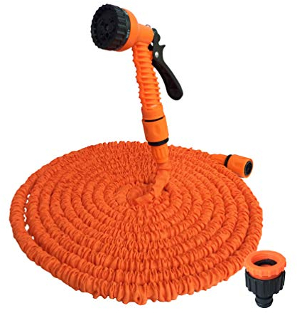 ZhuiKun Flexibler Gartenschlauch Zauberschlauch mit 7 Funktions Sprühdüse Knickfester Wasserschlauch für Pflanzen, Haustier, Autowäsche, Hausreinigung - (50FT=15m, Orange)