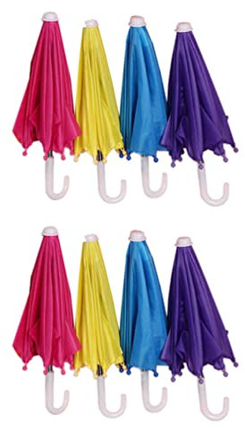 Gadpiparty Paquete de 8 Sombrillas Diminutas Coloridas Mini Muñecas Sombrillas Decoración de Escenas Sombrillas Pequeñas para Bebés Sombrillas de Playa Lluviosas Sombrillas para Niños