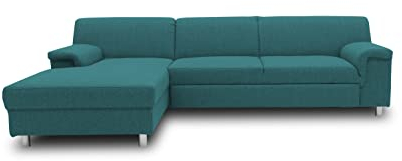 DOMO. collection Ecksofa Junin, Sofa in L-Form mit Schlaffunktion, moderne Couch, Polsterecke, Eckcouch, 251 x 150 cm, petrol