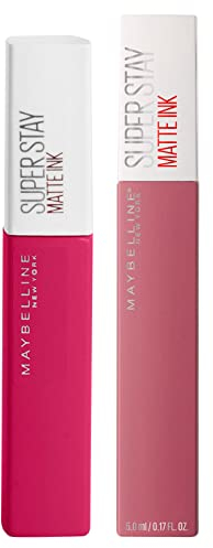 Maybelline New York SuperStay Matte Ink Lippentönung mit langanhaltender Deckkraft. Make-up-Set mit 2 Lippenstiften 120 Artist und 15 Lover